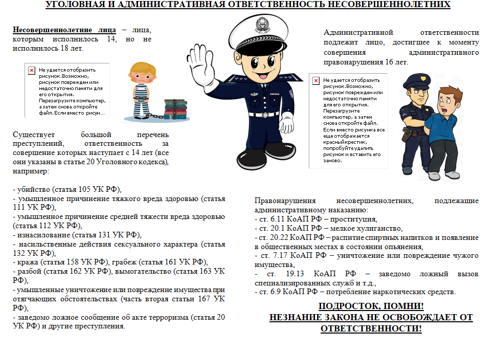 УГОЛОВНАЯ И АДМИНИСТРАТИВНАЯ ОТВЕТСТВЕННОСТЬ НЕСОВЕРШЕННОЛЕТНИХ.